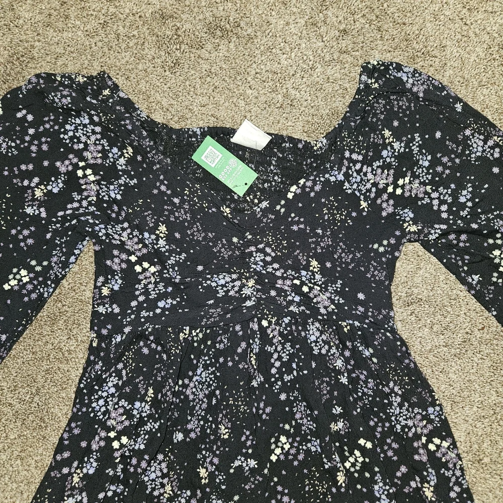 Gap Kids Black Floral Long Sleeve Girls Dress Size XL 12 NWT